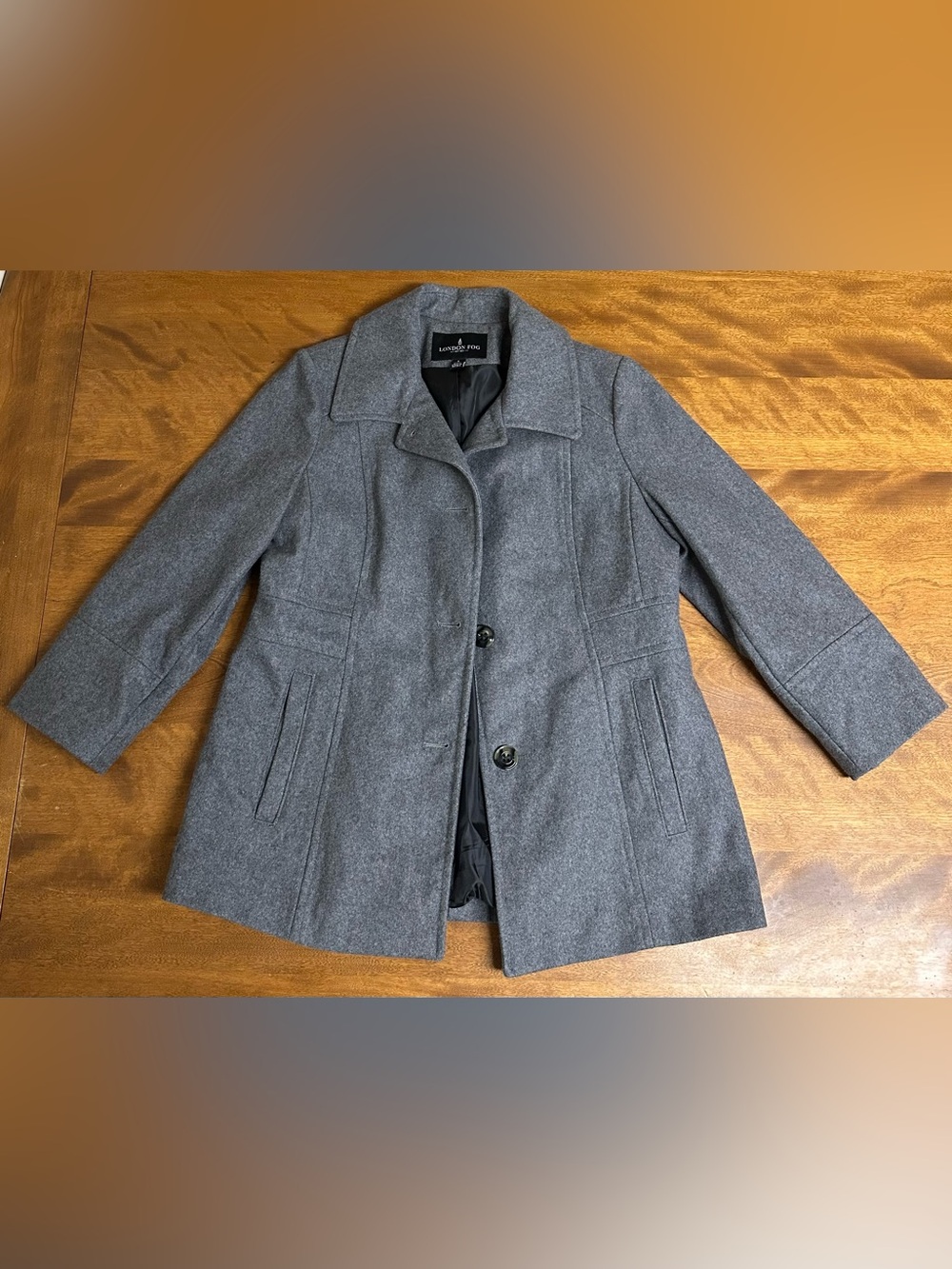 London Fog Gray Wool Pea
Coat Size Large
